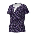 thumbnail image 2 of Naloa Lavender Flowers Print T-Shirts Short Sleeve V Neck Tees for Women Fashion Tops Trendy Lightweight Soft Casual Summer Outfits Clothes, 2 of 5