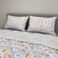 thumbnail image 2 of Pastel Comforter & Sham Bedding Set, Bunnies Flowers and Hearts Friendly Cartoon Characters, 3 pcs Duvet Set Microfiber Filling Quilt, 5 Sizes, Pale Blue Marigold Coral, by Ambesonne, 2 of 4
