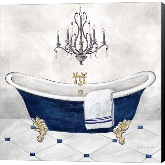 Great Art Now Navy Blue Bath II by Cynthia Coulter, Canvas Wall Art, 24W x 24H