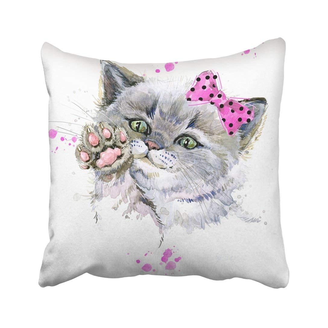 18 X 18 Inches Ambesonne Valentines Throw Pillow Cushion Cover by Decorative Square Accent Pillow Case Kitty Heart Figures Cat Lovely Companions Kids Children Illustration Seafoam Pink Black 
