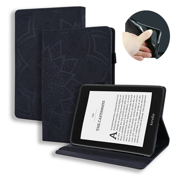 Case for Amazon Kindle Paperwhite 5 (11th Generation) 2021 6.8 inch, 3D Embossed Multi Viewing Angle Stand PU Leather Premium Luxury Slim Cover Folio Case Cover with Stylus Holder,Black