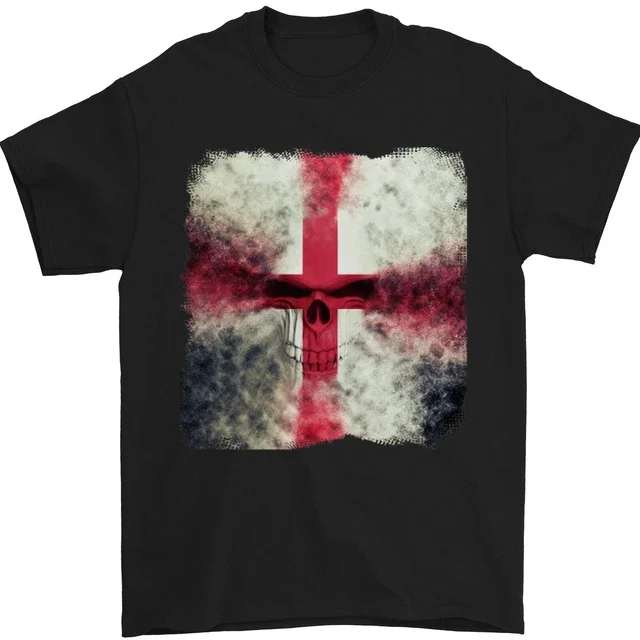 Dissolving England Flag St Georges Skull Mens S-5XL T-Shirt