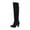 Black, variant on jsaierl Women Chunky Round Toe Suede Knee High Boots Fashion Solid Thigh High Slip-on Long Boots