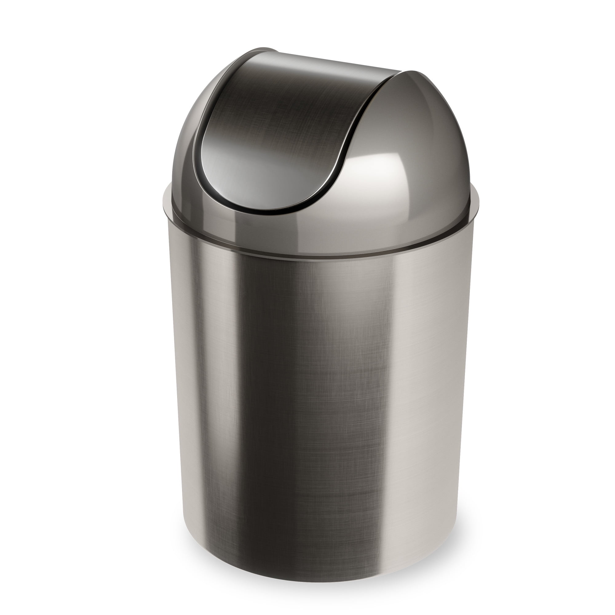 Umbra 2.5 Mezzo Plastic Swing Top Lid Bathroom Trash Can, Silver