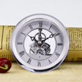 thumbnail image 3 of ERDS-Transparent Mini Clock Insert 4 1/16 Inch (103mm) Round Quartz Clock Fit-up Movement Miniature Clock Silver Dial Silver Tone Bezel Roman Numerals, 3 of 4
