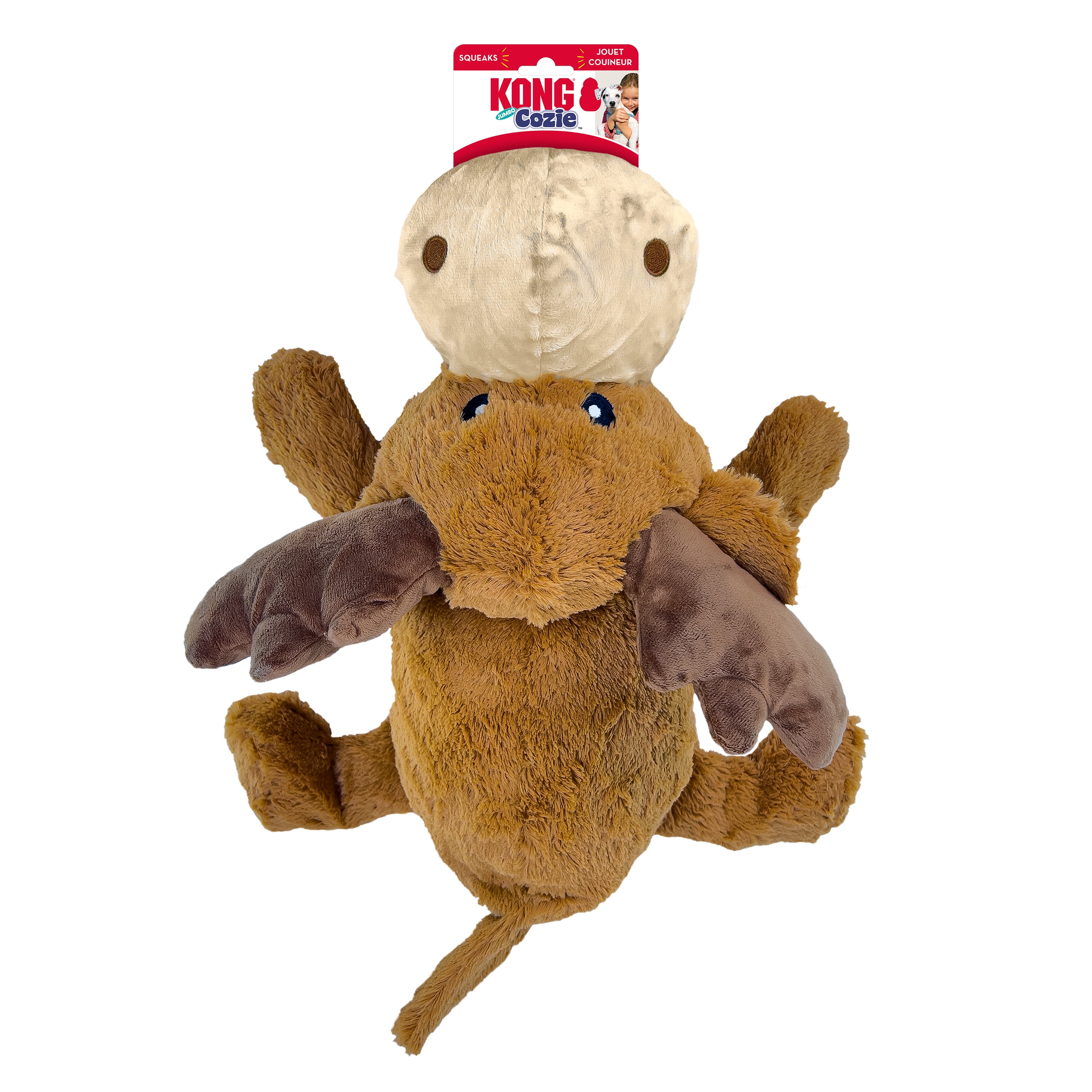 KONG® Cozie™ Plush Dog Toy with Squeaker, Marvin the Moose, Jumbo