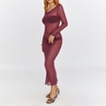 thumbnail image 6 of Douhoow Mesh Long Dress for Women Crochet Beach Coverups Long Sleeve See Through Backless Dress, 6 of 9