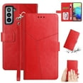 thumbnail image 1 of SaniMore PU Leather Wallet Case for Samsung Galaxy A34 5G (2022), Shockproof Buffer Wrist Strap[Romoveable] Kickstand Card Slots Cash Pocket Anti-scratch Full-protective Shell, Red, 1 of 7