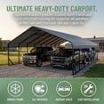 thumbnail image 4 of Heavy Duty 20x40 ft Metal Carport Kit - Aluminum & Steel Frame Lean-to Shelter for RV, Boat or 4 Cars, Outdoor Garage Canopy Cover, 4 of 6