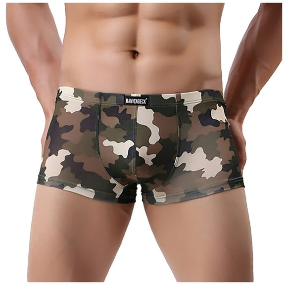 Mens Underwear Men Softty Camouflag Print Underpants Knickers Boxers Low Waist Underwears