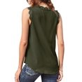 thumbnail image 3 of Summer V-Neck Eyelash Lace Sleeveless Loose Tank Top Green M, 3 of 10