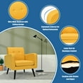 thumbnail image 4 of Modern Comfortable Fabric Armchair, Mid-Century Accent Single Sofa for Bedroom Living Room Club, Home Stylish Armchair with Rubber Wood Legs, Contemporary Upholstered Linen Sofa Chair, Yellow, 4 of 8