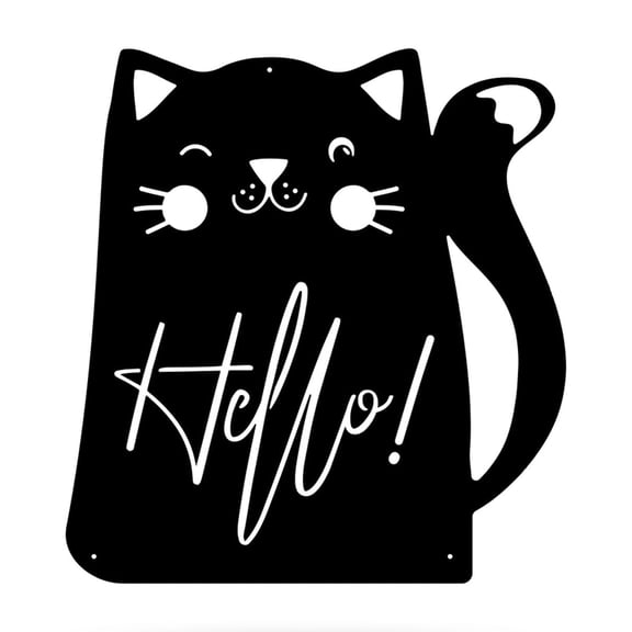 RealSteel Hello Cat Wall Art – Perfect Gift for Cat Lovers – Charming Home Décor (18"/Black)