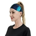 thumbnail image 6 of Yiaed Blue Marble And Gold Print Sports Headbands,Moisture Wicking Workout Headband, Sweatband Headbands for Running,Cycling for Women and Men, 6 of 8