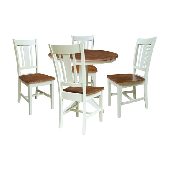International Concepts 36" Round Extension Dining Table with 4 Chairs