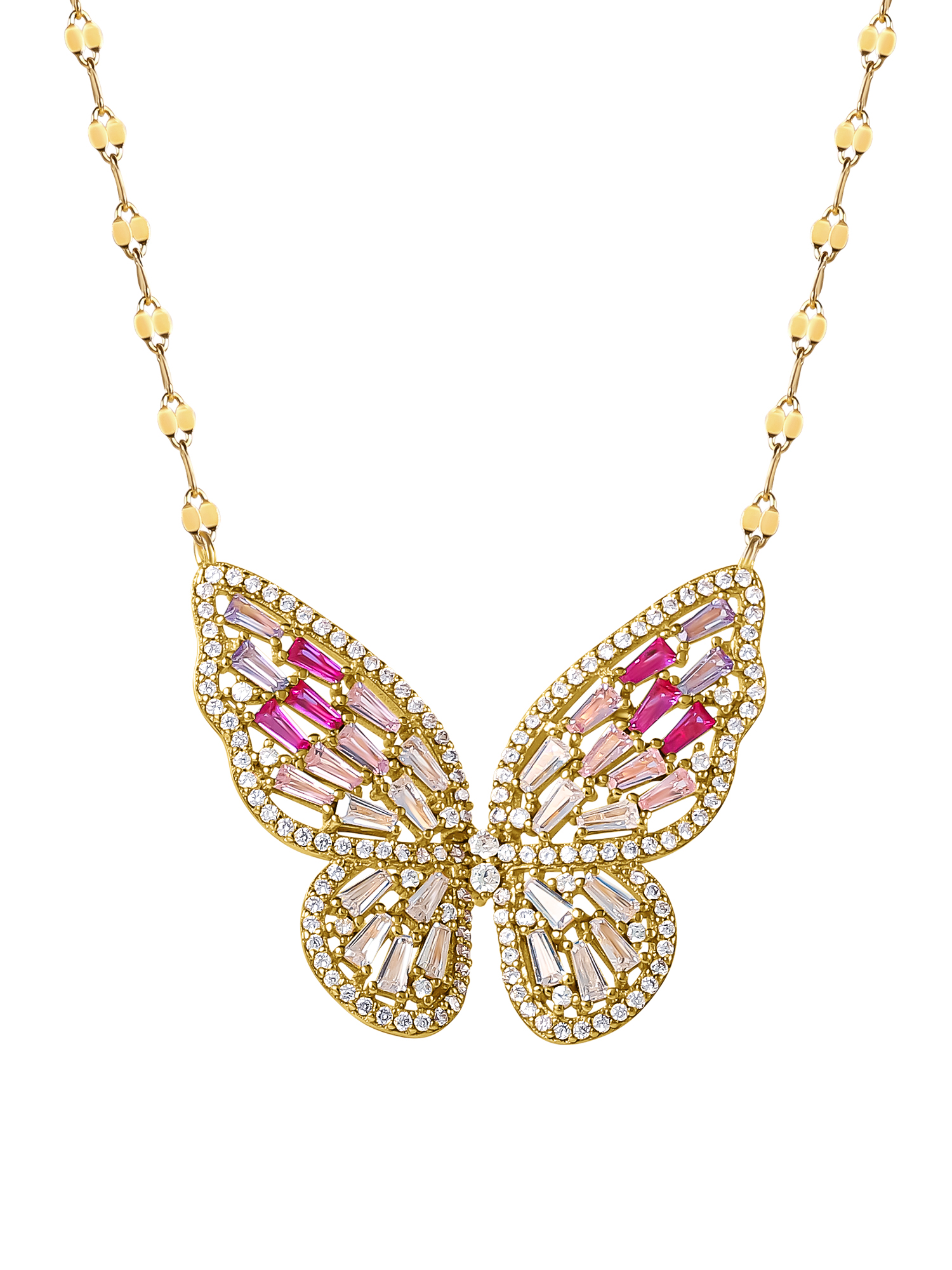 Brilliance Women's Jewelry Gold Plated Sterling Silver CZ Butterfly Necklace