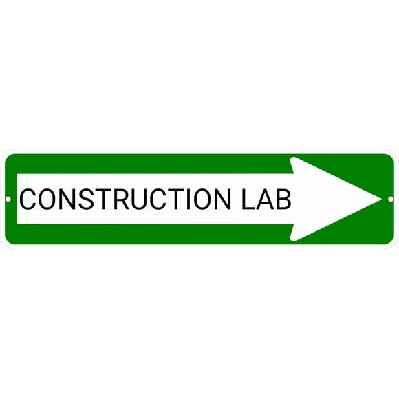 CONSTRUCTION LAB Green Right Arrow 24 x 6 inch Aluminum Composite Sign