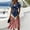 Deep Red, variant on Elowen Elegant American 250th Anniversary Dresses For Women Short-sleeved V-neck Summer Fit & Flare Empire Dress Red S