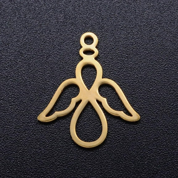 5pcs Stainless Steel Pendants Angel Charms Jewelry Connector Pendants Golden Bracelets Pendants for Earring Bracelet Necklace DIY Jewelry Making 18x16mm
