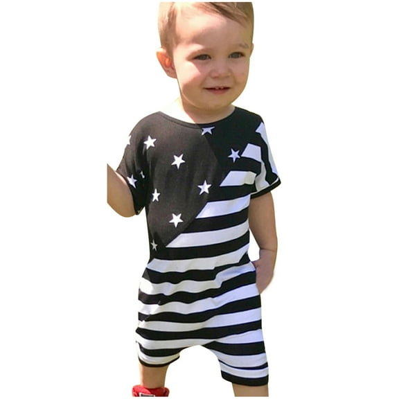 MZXELPRJD Girl Jumpsuit 4th of July 4t Girl Clothes Star Stripe Baby Romper Jumpsuit Patriotic Girls Size 5-6 Outfits Long Sleeve Onesies 3-6 Months 1 Year Old Birthday Outfit Boy