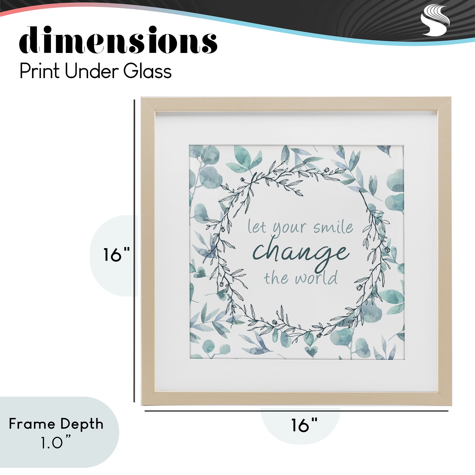Stupell Industries Smile Change The World Birch Framed Print Under Glass, design by Kim Allen