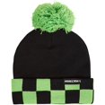 thumbnail image 3 of Minecraft Boys Beanie and Gloves -Black and Green Creeper Face Youth Beanie and Gloves Set, Adjustable - Unisex, Black Pom Pom, 3 of 5