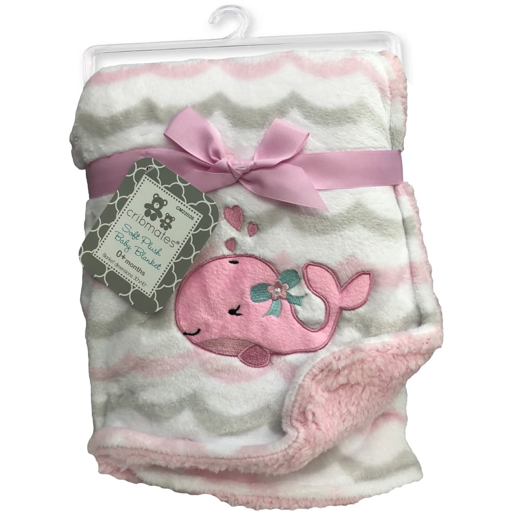 Cribmates Soft Plush Baby Blanket Pink Whale