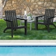 thumbnail image 3 of Patiojoy 3PCS Patio Adirondack Chair Side Table Set Solid Wood Garden Deck Bistro Set Classic Furniture Chair Set Black, 3 of 10