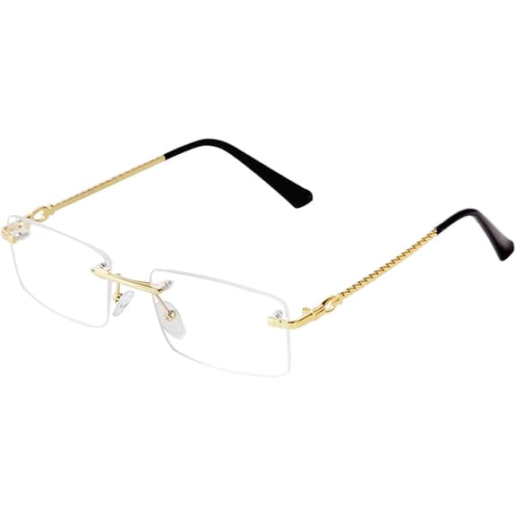 Rimless Rectangle Sunglasses for Men Women Fashion Hip hop Frameless Designer Shades Y2K Square Clear Glasses