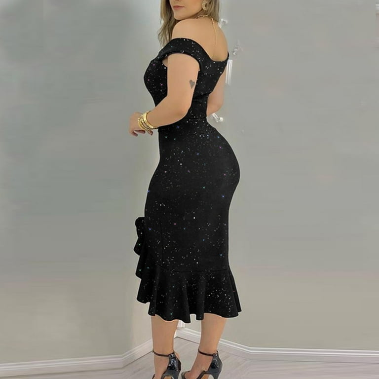 STAOEDU Womens Plus Size Party Cocktail Sparkle Glitter Evening Stretchy  Mini Bodycon Dresses - Walmart.com