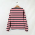 thumbnail image 5 of Otntypg Womens Casual Striped Sweatshirts Lightweight Fall Long Sleeve Basic Crewneck Pullover Tops Loose Basic Athletic Workout T-Shirts Hot Pink L, 5 of 5
