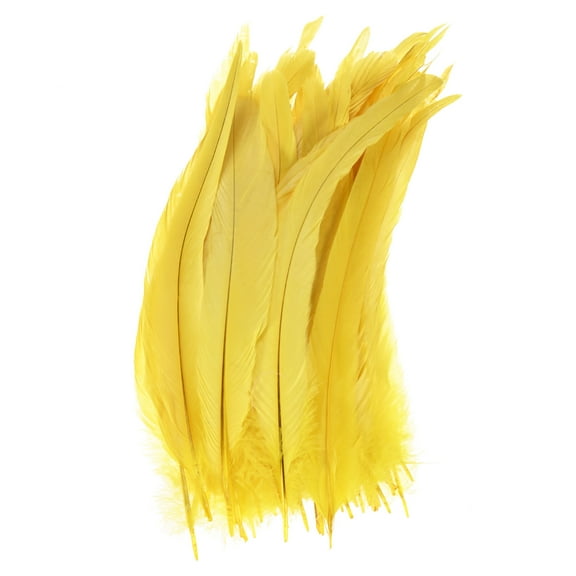 Uxcell 50-Pack Feathers for Crafting, Yellow 9.84-11.81 Inch Natural Fluffy Feathers Plume for Wedding Decorations Feathers