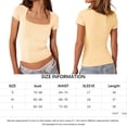 thumbnail image 2 of Camiseta Camisa básica de mujer Color sólido Top sin costuras Cuello cuadrado Ropa informal de calle Traje Ygjytge Champán M para Mujer, 2 of 9