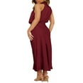 thumbnail image 4 of PENGXIANG Femmes Maxi Robe de Satin Élégant Sans Manches Faux Cou Parti Mariage Invité Longues Robes Longues Formelles, 4 of 7