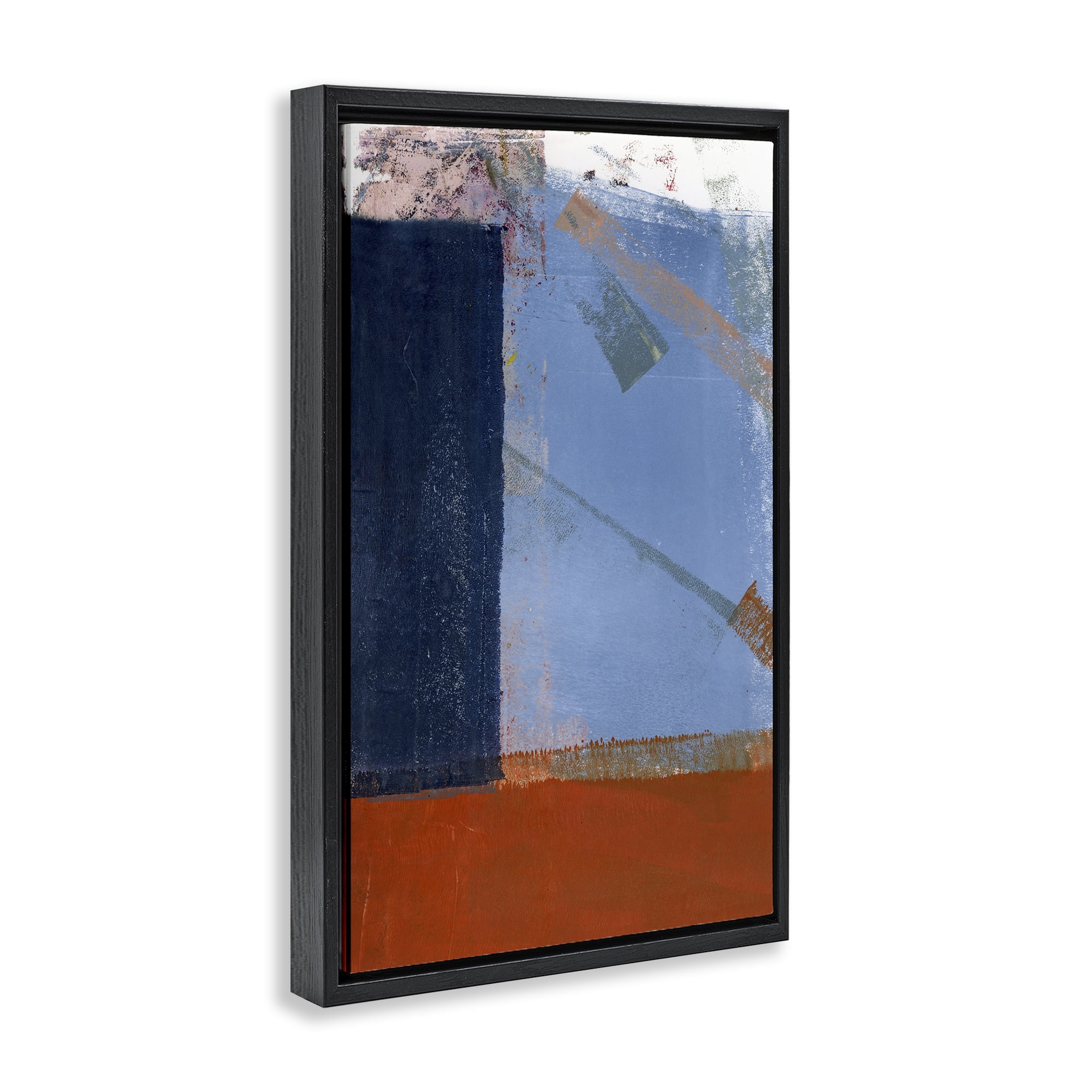 Stupell Industries Structured Shapes Abstract Abstract Painting Black Floater Framed Canvas Art Print Wall Art, 21 x 31