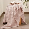 thumbnail image 7 of PHF 100% Cotton Waffle Weave Blanket, Lightweight Throw Washed Blanket for Bed Sofa Home Decor, Pink, 50"x60", 7 of 7