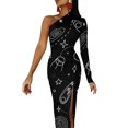 thumbnail image 1 of Robe Longue Colorée Espace Femmes Planètes Violettes Fête Robe Maxi Printemps Sexy Moulante Fendue Graphique Vestido, 1 of 5