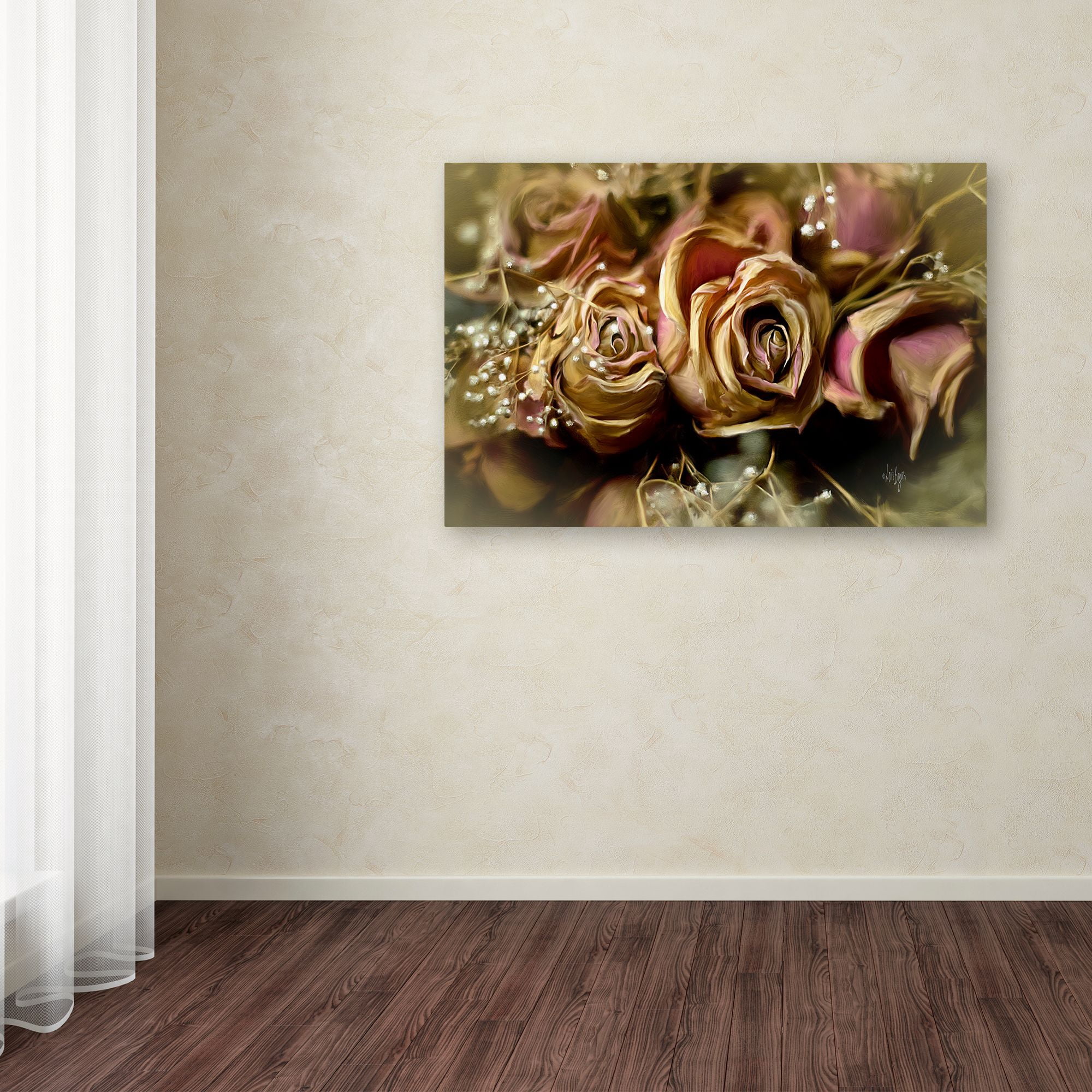 Trademark Fine Art "Painted Old Roses" Canvas Art by Lois Bryan