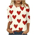 thumbnail image 2 of Luxalzxs Womens Valentines Shirts 3/4 Sleeve Heart Print Tops Round Neck Blouse Tee Shirts, 2 of 5