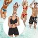 thumbnail image 5 of Yuarrent Traje de baño de mujer con cordón de Color sólido inalámbrico acolchado conjunto de baño de verano traje de baño de poliéster Traje de baño Negro M, 5 of 6