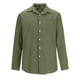 thumbnail image 3 of Blusa y camisa de manga larga con cuello vuelto para hombre, estilo casual, de color liso, con botones y bolsillos, de poliéster y algodón., 3 of 5
