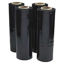 18" x 1500' Black Stretch Wrap - 80 Gauge Pre-Stretched Pallet Film - Hand Shrink Wrap Roll for Moving, Storage & Shipping - 1 Roll