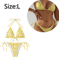 thumbnail image 2 of Traje de baño de bikini triangular con parte inferior lateral y parte superior acolchada con cuello halter de dos piezas para mujer, 2 of 5