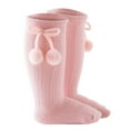 thumbnail image 2 of Hpapadks Baby Boy Socks Solid Knee Length Stockings Mid-Calf Solid Cute Balls Socks Pink 3-12 Months, 2 of 7