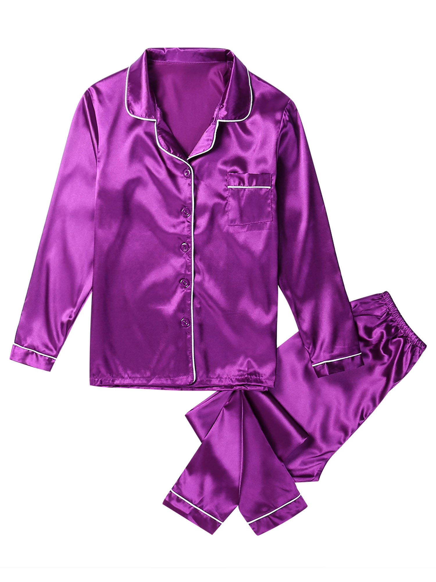Women's Satin Pajamas Set Long Sleeve Sleepwear Women Button Down