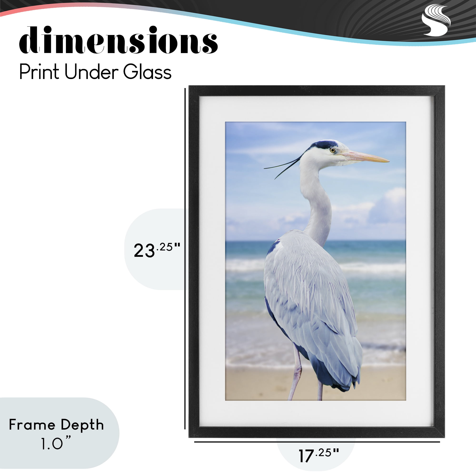 Stupell Industries Vacationing Heron by Seaside Black Framed Print Under Glass, design by Marcus Prime