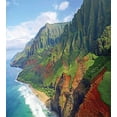 thumbnail image 3 of Hawaiian Duvet Cover Set, Na Pali Coast Kauai Hawaii Seashore Greenery Adventurous Journey Landscape, Decorative 2 Piece Bedding Set with 1 Pillow Shams, Twin Size, Green Redwood Blue, by Ambesonne, 3 of 3