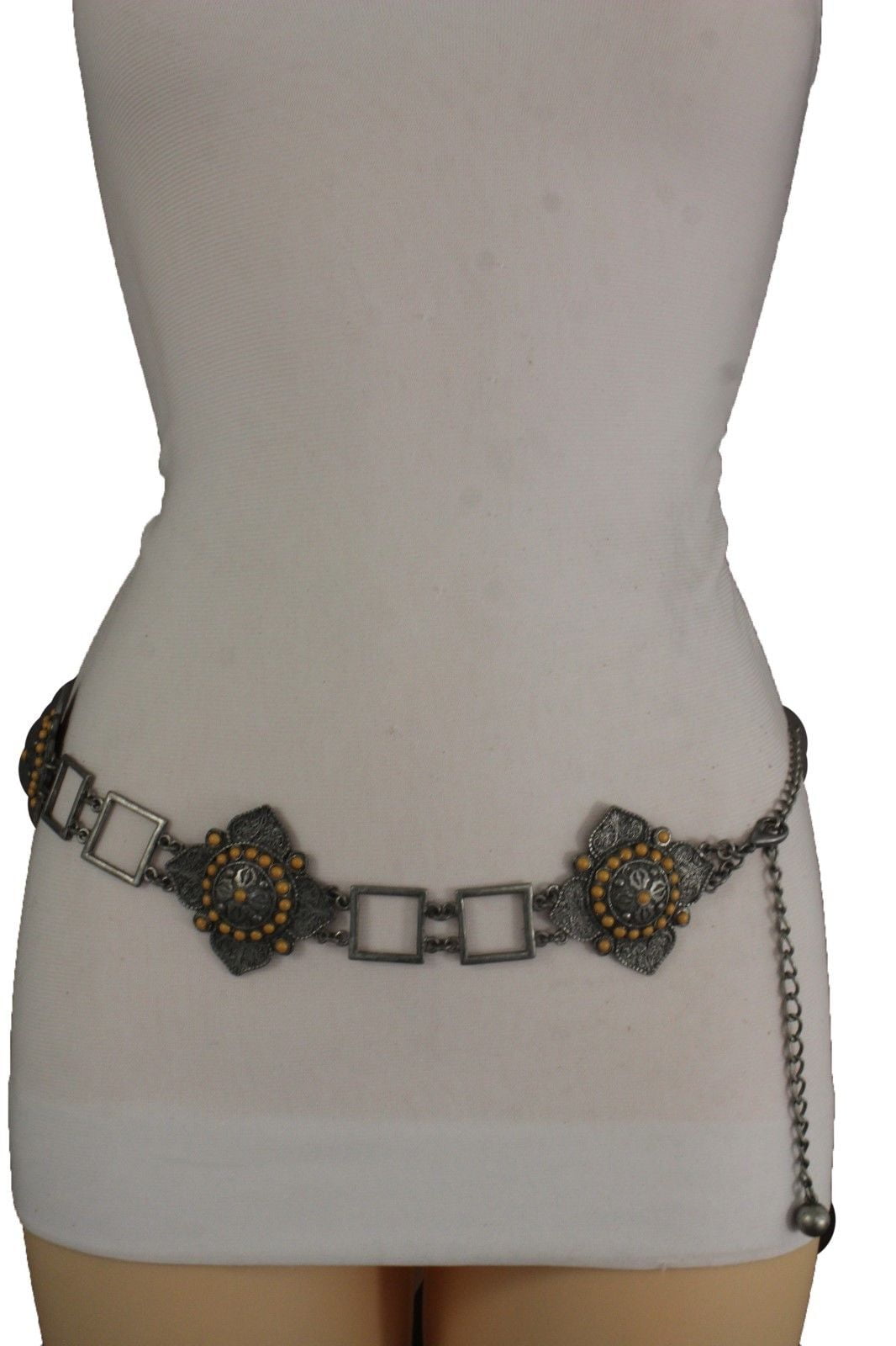 TFJ Women Wide Western Fashion Belt Hip Silver Metal Studded Buckle L XL Black