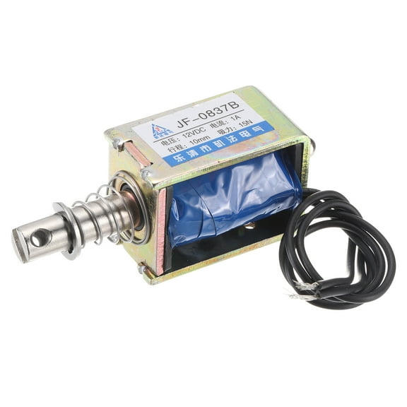 DC 12V 1A Solenoid Electromagnet Push Pull Type 15N 10mm Solenoid Actuator Open Frame Linear Motion JF-0837B