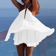 thumbnail image 4 of Ashirexll Midi Dresses for Women, Flowy Dresses for Women, Casual Fashion Pleated Sleeve Solid Color Waist Deep V-Neck Strap Dress, 4 of 7